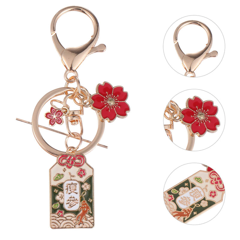 [Australia] - VALICLUD Feng Shui Key Chains Japanese Keychains with Cherry Blossoms Good Fortune Keychain Decorative Keyring Charm Pendant for Purse Handbag Car Key 