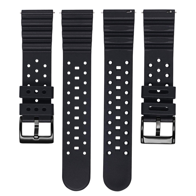 [Australia] - Carty Silicone Watch Bands Quick Release Rubber Watch Straps for Men Women Premium Quality Waterproof - 20mm, 22mm,24mm Rubber Straps Black/Black buckle 