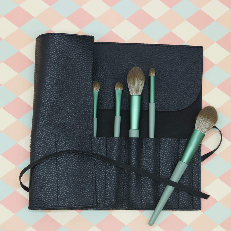 [Australia] - Makeup Brush Holder Organizer Brushes Rolling Case Pouch Holder Cosmetic Bag for Travel Portable Brushes Rolling Bag Brush Storage Pouch Case PU Leather with Belt Strap (Black) Black 