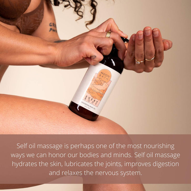 [Australia] - EVERY BODY Grounding Body Oil | Sunflower, Jojoba, Marula & Moringa Oils combined w/Sandalwood & Cypress to Calm, Nourish & Restore Skin. Organic & Clean Beauty. No Synthetic Fragrance, 12 oz. 