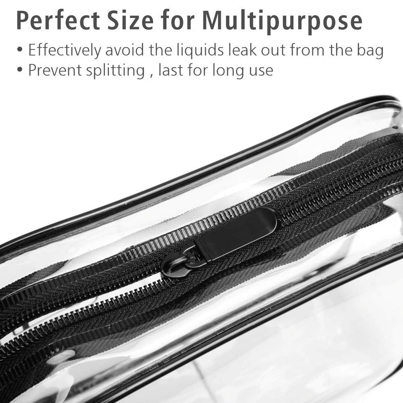[Australia] - Clear Makeup Bag with Zipper, Packism 5 Pack Beauty Clear Cosmetic Bag TSA Approved Toiletry Bag, Travel Clear Toiletry Bag, Quart Size Bag Carry on Airport Airline Compliant Bag, Black 