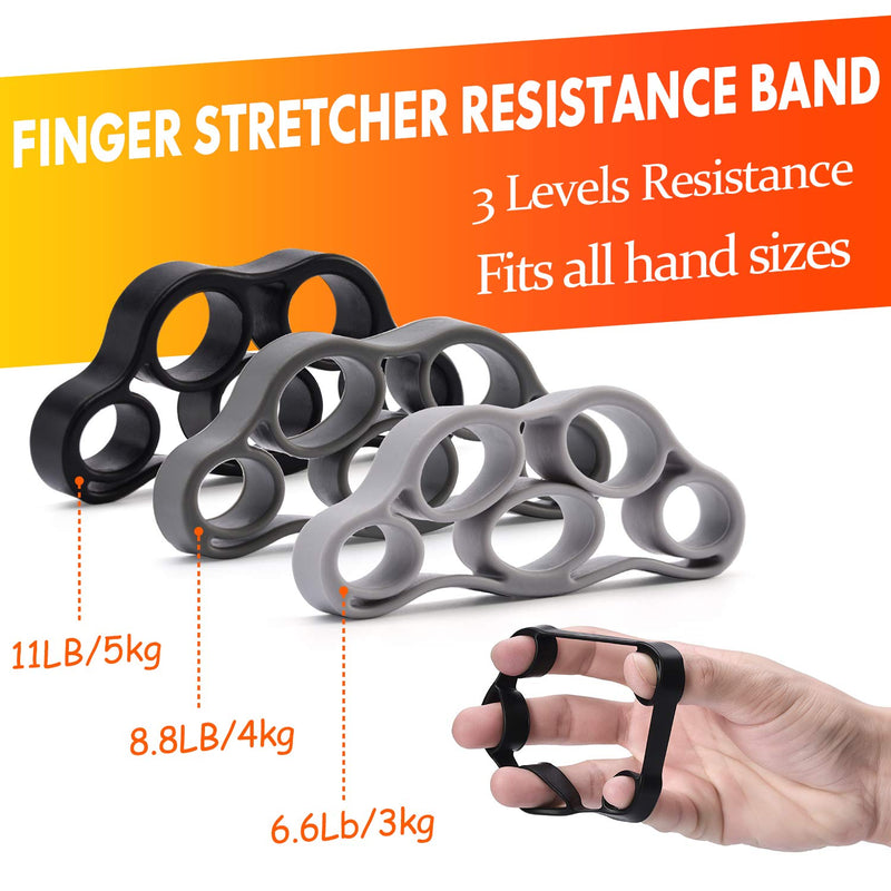 [Australia] - IMENSEAS Hand Grip Strengthener 7 Pack Adjustable Hand Gripper, Finger Stretcher Resistance Extensor Bands, Finger Exerciser, Grip Strength Ring & Stress Relief Ball for Athletes & Musicians Black 