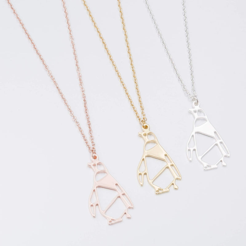 [Australia] - MUYUN Origami Penguin Geometric Necklace Classic Hollow Animal Pendant Jewelry gold 
