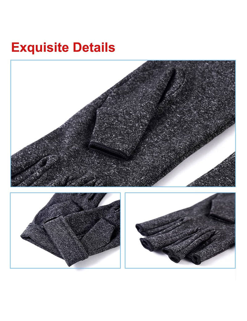 [Australia] - 2 Pairs Arthritis Compression Gloves Fingerless Warm Winter Gloves for Women Men Relieve Symptoms Rheumatoid Osteoarthritis Raynauds Disease Breathable Comfortable Fit Daily Replacement (Grey, L) Grey 