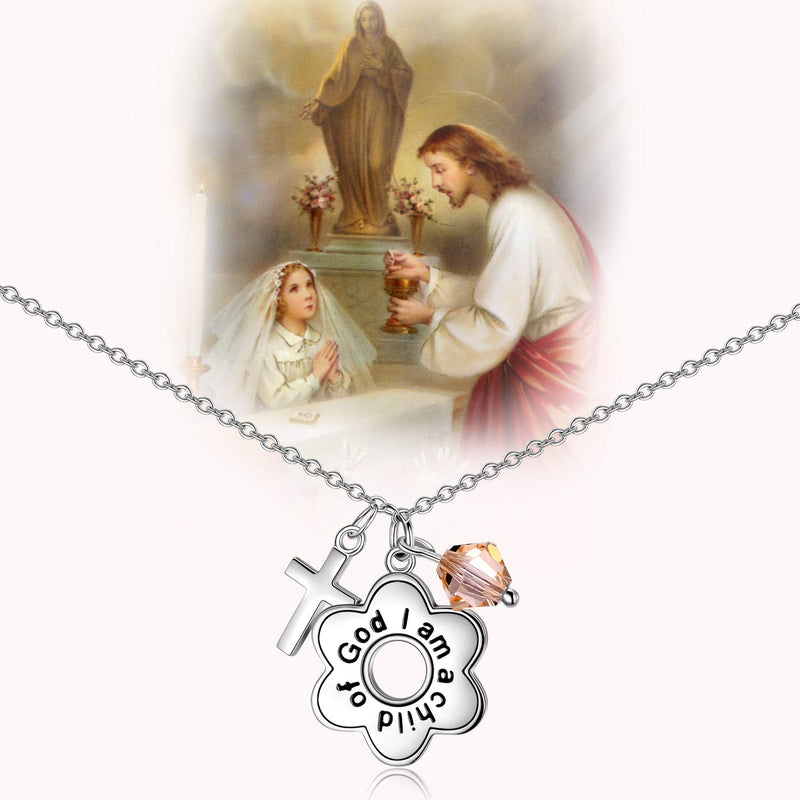 [Australia] - Sterling Silver"I Am a Child of God" Daisy Necklace Jewelry Birthday Gifts for Girls 