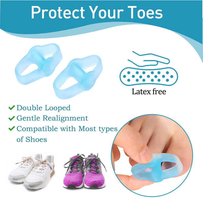 [Australia] - Sumiwish Upgrade Silicone Toe Spacer, 12 PCS Gel Bunion Correctors, Toe Separators with 2 Loops, Big Toe Buddy, Toe Straightener for Feet Relieve Bunion Pain and Correct The Overlapping Toe Blue 