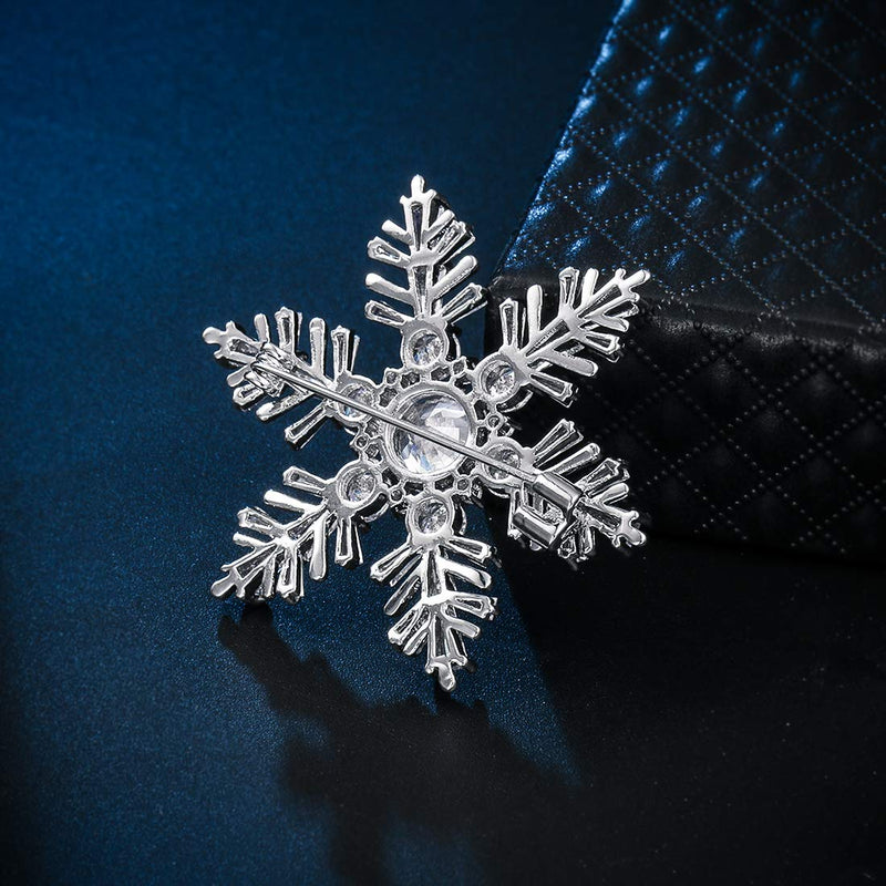[Australia] - WeimanJewelry White Gold Plated Cubic Zirconia CZ Winter Art Deco Snowflake Flower Clear Brooch Pin for Women Lady Style 1 