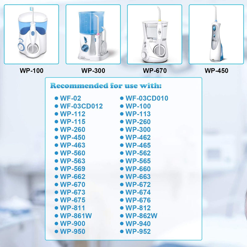 [Australia] - 10 Pieces Replacement Tips Compatible with Waterpik Water Flosser WP-100, WP-100W, WP-260 and More, Includes Classic Jet Tips, Brush Tips and Pocket Tips 