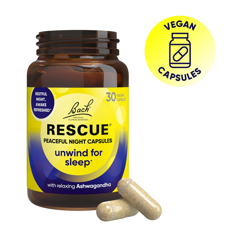 [Australia] - Nelsons Rescue Peaceful Night Capsules, relax and unwind into restful quality sleep and awake feeling refreshed 30 Vegan Capsules, one a day Single 