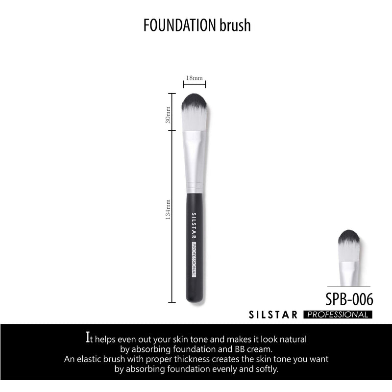 [Australia] - SILSTAR PROFESSIONAL FOUNDATION BRUSH WITH HANDLE MADE OF NATURAL BIRCH WOOD, MADE IN KOREA SPB006 