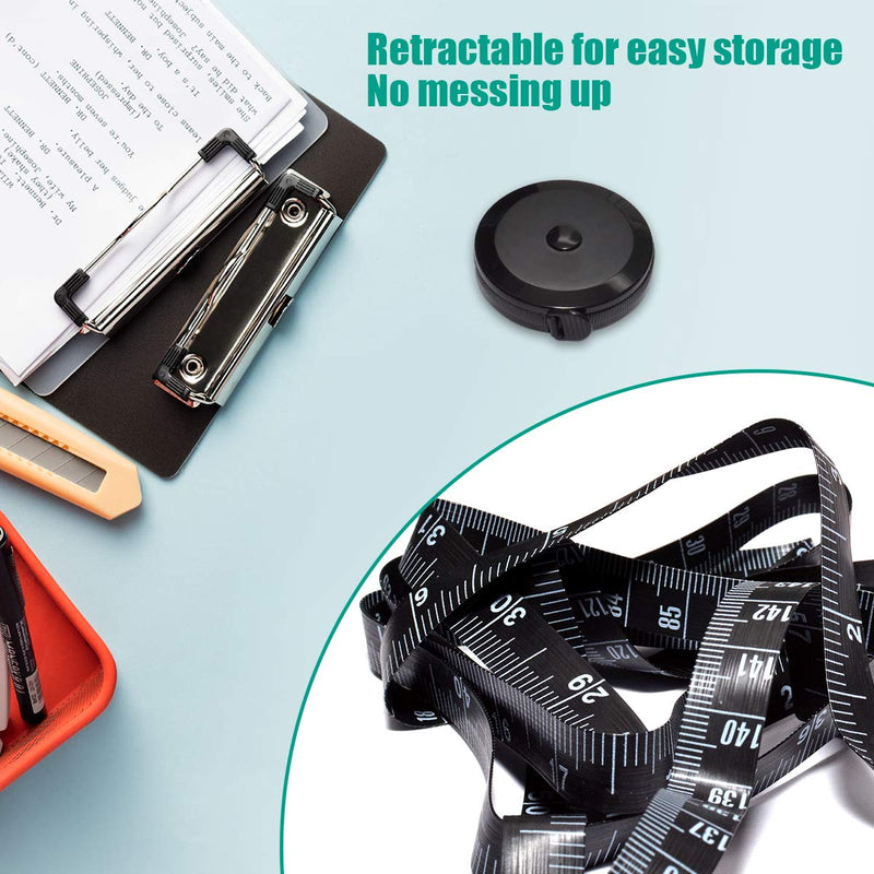 [Australia] - Tape Measure for Body Dual Sided Measuring Tape for Body Measurements Retractable Tape Tailor Clothing Black Tape 