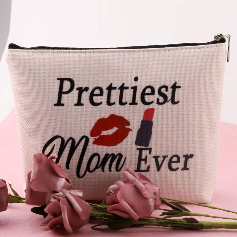 [Australia] - POFULL Prettiest Mom Ever Gifts Mom Cosmetic Bag Mother's Day Gift New Mom Gifts Funny Mom Birthday Makeupbag (Prettiest Mom Makeupbag) Prettiest Mom Makeupbag 