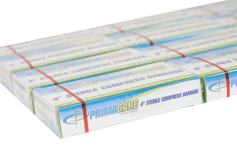 [Australia] - Primacare WB-7701 First Aid Sterile Compress Bandage for Wound Dressing, Medical Supplies Gauze Bandage Rolls, 4" x 7" Pad 