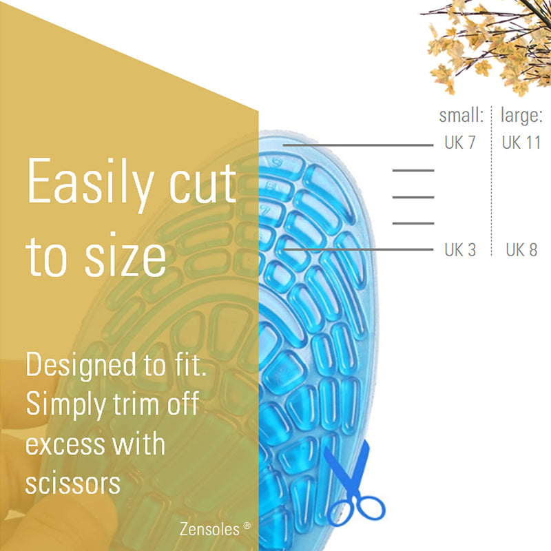 [Australia] - Cushioned Gel Insoles for Men and Women with Orthotic Arch Support. Shock Absorbing with Soothing Comfort and Massage. UK Sizes Blue Large (UK Size 8-11) 