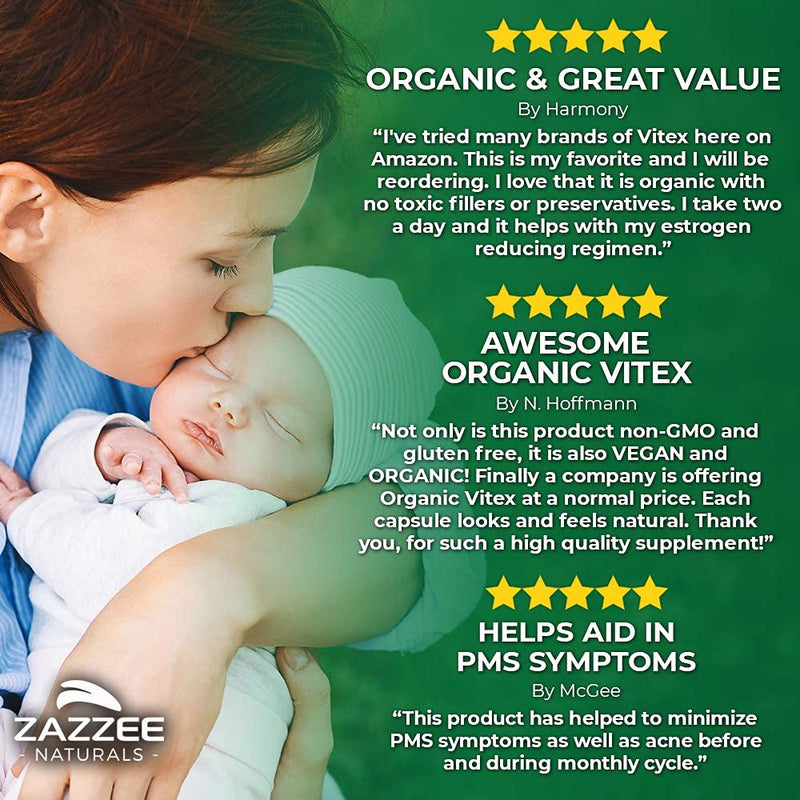 [Australia] - Zazzee USDA Organic Vitex, 500 mg Strength, 120 Vegan Capsules, USDA Certified Organic, Potent 4:1 Extract, Made from Whole Organic Chaste Berry, Vegan, All-Natural and Non-GMO 