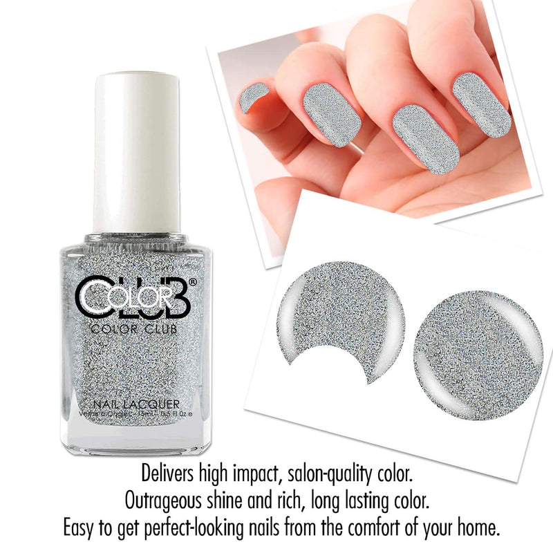 [Australia] - Color Club Glitter Collection Nail Lacquer - Long-Lasting Polish Fairytale Ending-Silver/White 