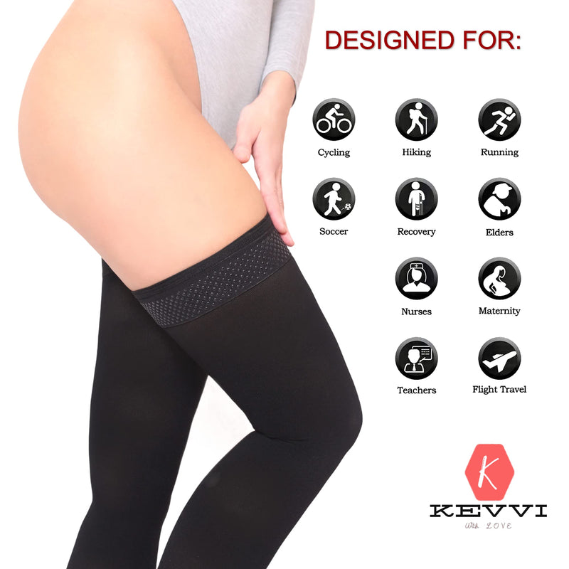 [Australia] - KEVVI - Compression Stockings for Women & Men,Ted Hose Socks 20-30 mmHg, Compression Socks Women Tight High, Support Hose Black Large 