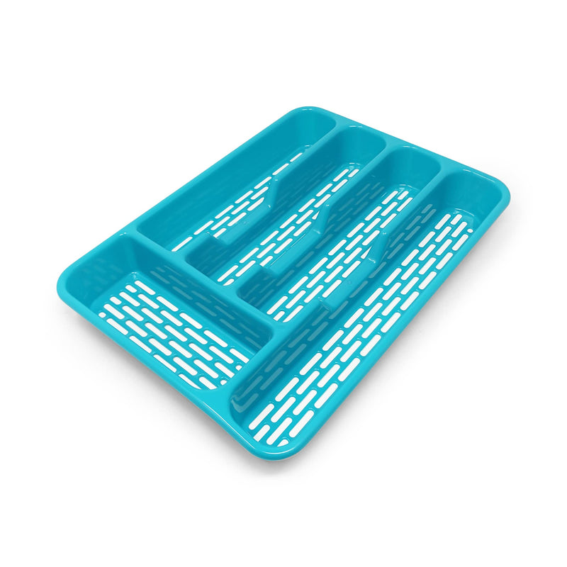 [Australia] - PLASTIFIC Large CUTLERY TRAY Flatware Organiser Strong Plastic Drawer Sliding Tidy (33 x 24 x 4.3, Turquoise) 33 x 24 x 4.3 