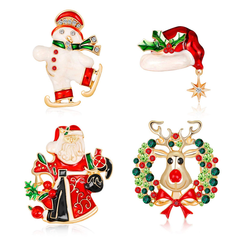 [Australia] - 9 Pieces Enamel Christmas Brooch Pins Jewelry for Woman Kids Holiday Xmas Gift Party Multiple Styles 