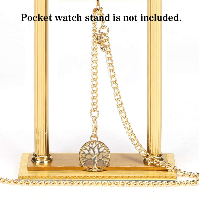 [Australia] - Pocket Watch Albert Vest Chain with T Bar & Lobster Clasps, ManChDa Watch Chain Curb Link Chain & Pocket Watch Stand（Silver） 1.Gold 