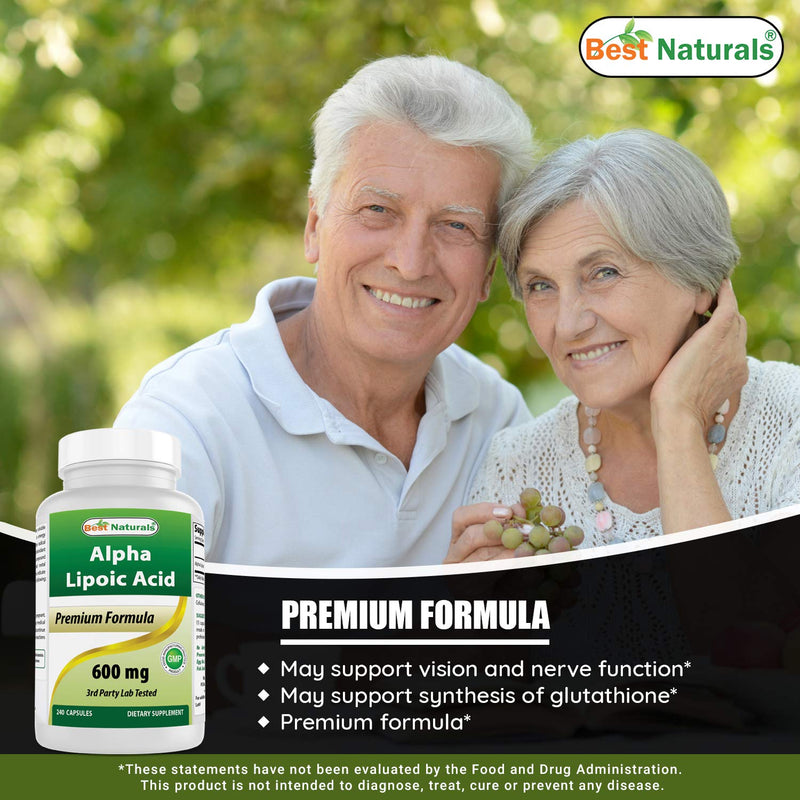 [Australia] - Best Naturals Alpha Lipoic Acid 600 mg 240 Capsules (240 Count (Pack of 1)) 240 Count (Pack of 1) 