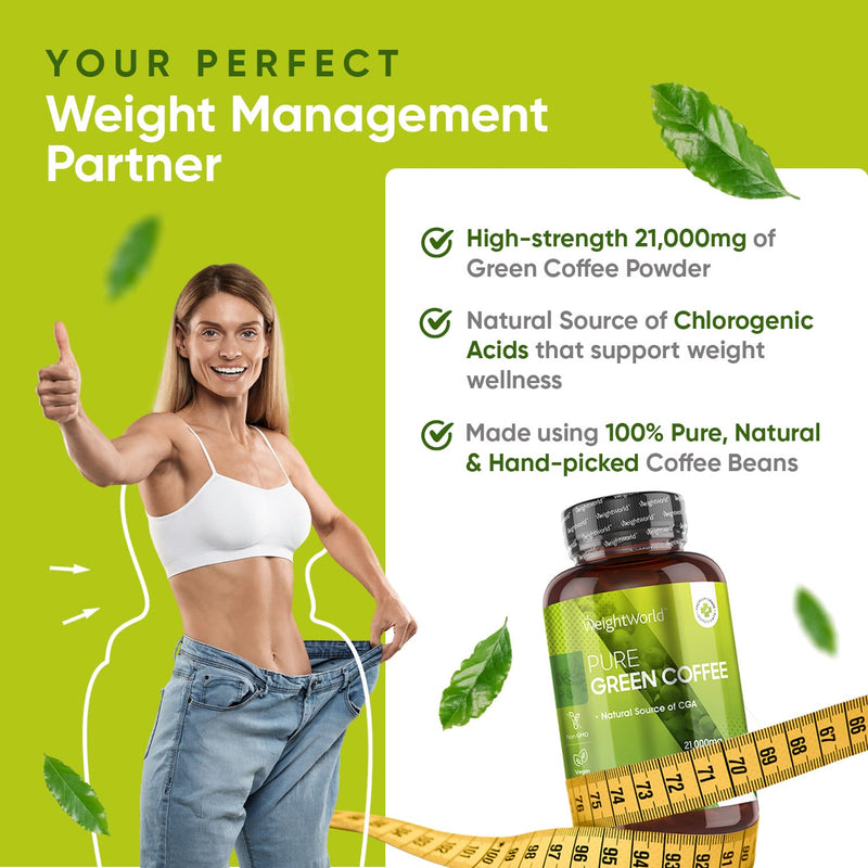 [Australia] - Green Coffee Bean Extract Capsules 21000mg - 90 Unroasted Green Coffee Capsules - Vegan & Natural Caffeine Pills (Not Caffeine Tablet) - Source of Chlorogenic Acid - Green Tea Capsules Alternative 