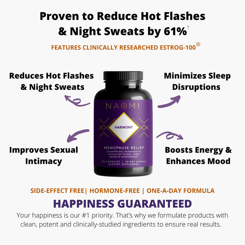 [Australia] - NAOMI Harmony - Menopause Relief, Balance Hormones, Natural Support for Hot Flashes - Menopause Supplements for Women - 30 Veggie Menopause Support Capsules 