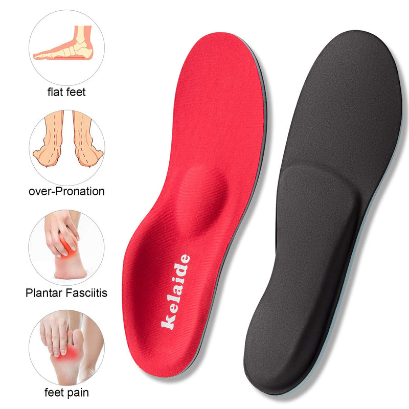 [Australia] - Orthotic Insoles, High Arch Support Soft Insert for Flat Feet, Plantar Fasciitis, Feet Pain, Foot Valgus, Over Pronation, Walking Fit Insoles for Men and Women UK-4-230mm Red 