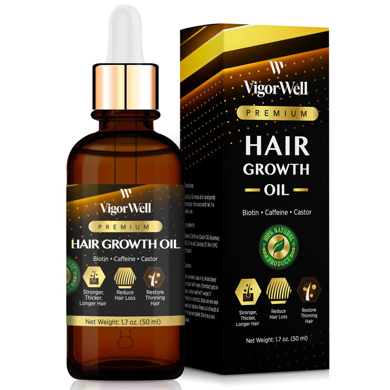 [Australia] - Hair Growth Oil Natural with Caffeine, Biotin and Castor - Hair Growth Oil for Stronger, Thicker, Longer Hair 1.7 oz 1.7 Ounce (Pack of 1) 