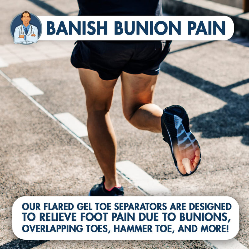 [Australia] - Dr. Frederick’s Original Flared Gel Toe Separators - 6 Pieces - Toe Spacers - Temporary Bunion Corrector - Bunion Relief - Flared Design Stays in Place 