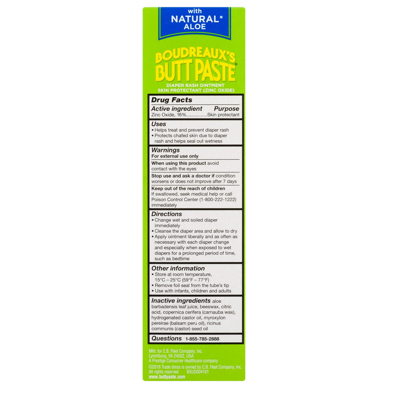 [Australia] - Boudreaux's Butt Paste Diaper Rash Ointment, With Natural Aloe, 4 Oz 4 oz - Pack of 1 