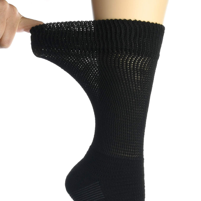 [Australia] - Doctor's Choice Men's Diabetic & Neuropathy Crew Socks, 2-Pairs, Black, Large Black - 2 Pairs Large (2 Pair) 