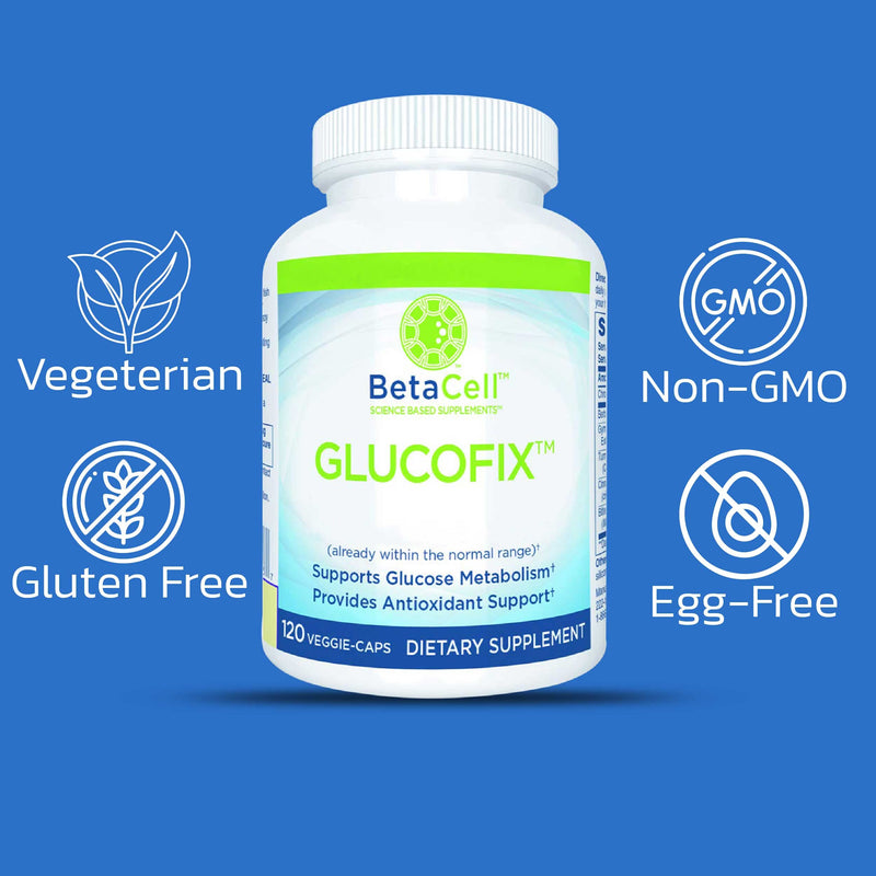 [Australia] - Glucofix Supplement - 120 Vege Caps- 6 Vital Nutrients for Reduced Glucose - Berberine, Cinnamon Pills for Glucose Support 