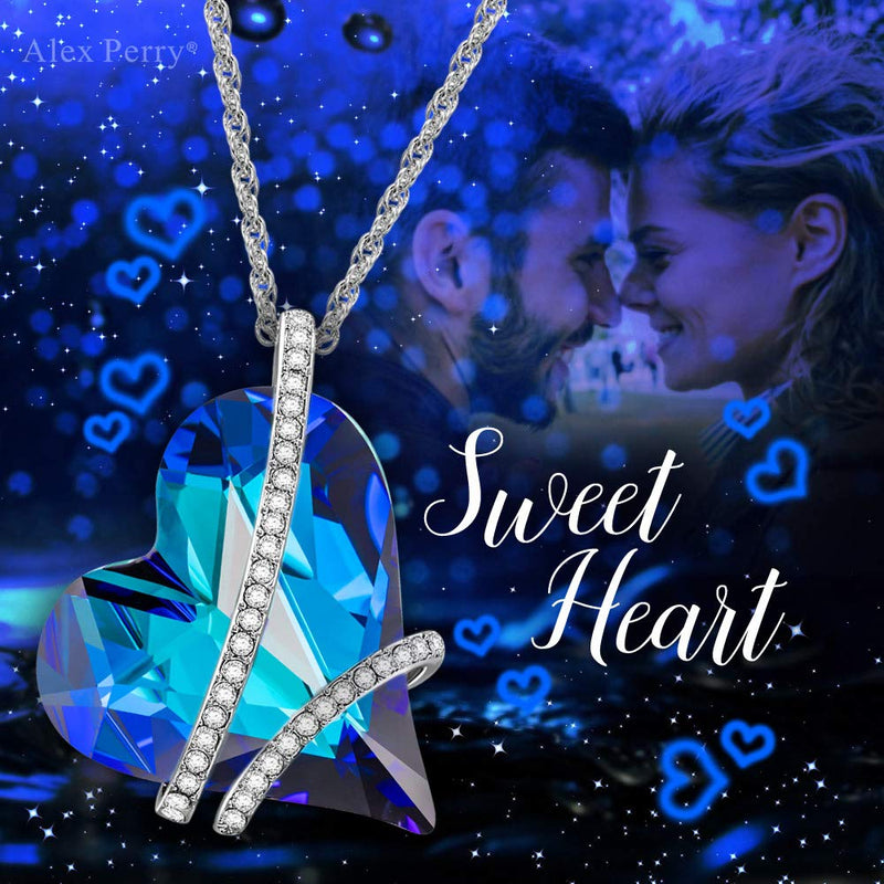 [Australia] - Alex Perry Mother's Day Jewelry Gifts for Mom, Necklace for Women, ✦Sweet Heart✦ Pendant Necklace, with Blue Crystals from Swarovski Gifts for Women, Jewelry Gifts Box Packing 