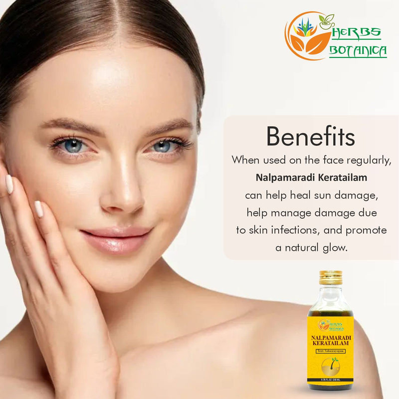 [Australia] - Herbs Botanica Nalpamaradi Thailam Keratailam Skin Radiance Treatment Ayurvedic Oil With Turmeric Oil For Skin, Face & Body With 15 Ayurvedic Herbs 200Ml / 6.76 Fl Oz 