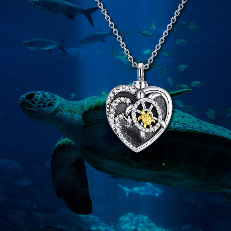 [Australia] - ELFRONT Cremation Jewelry for Ashes Sterling Silver Urn Necklaces for Ashes Turtle-Shape Mother and Daughter Memorial Pendant Pet Ashes Perfume Pill Keepsake Gifts 