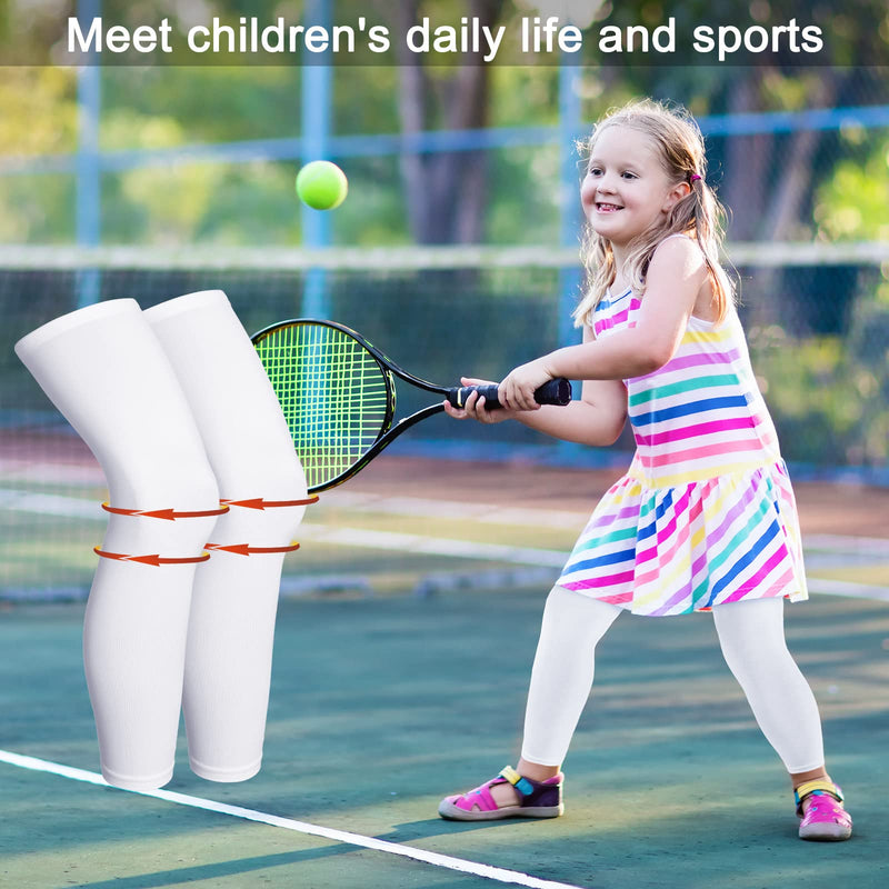 [Australia] - 4 Pieces Kids Long Compression Leg Sleeve UV Protection Full Length for Boy Youth Girl Sports Cycling Basketball (Size M) Size M 