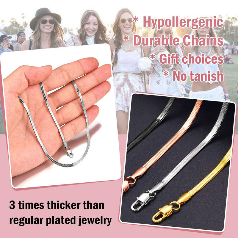 [Australia] - ChainsPro Girls Layered Necklace, Choker, Snake Calvice Chain, Delicate Dainty Jewelry, with Durable Clasp, 3/5MM Width, 12“/15”(Send Gift Box) 12.0 Inches 02：3mm-stainless 