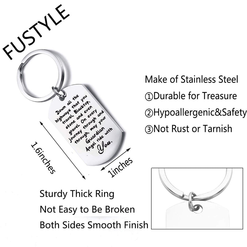 [Australia] - FUSTMW Car Owner Gift Drive Safe Keychain May Your Guardian Angel Ride With You Car Lover Gift 