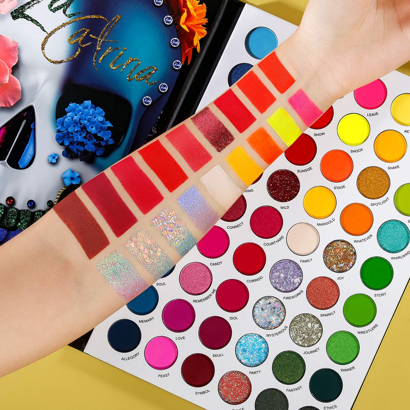[Australia] - DE'LANCI Big Colorful Eyeshadow Palette Professional 54 Color Board Eye Shadow Bright Neon Glitter Matte Shimmer Makeup Pallet Highly Pigmented Powder Eye Shadow 