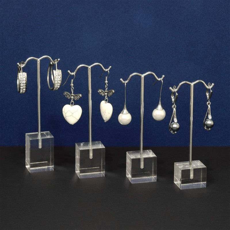 [Australia] - MOOCA 4 Pcs Set Acrylic Earring Display Stand Acrylic Earrings Holder, Countertop Earrings Display, T Stand Showcase Jewelry Display, Acrylic Jewelry Earrings Stand 