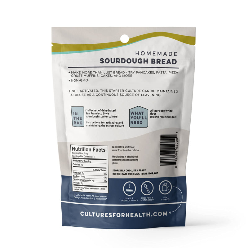 [Australia] - Cultures for Health San Francisco Sourdough Style Starter Culture | Homemade Artisan Bread | Heirloom, non-GMO | Live Culture Bread Mix | Easy to Follow Recipe 