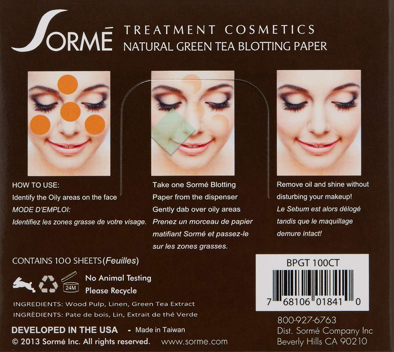 [Australia] - Sorme' Treatment Cosmetics Blotting Paper, Green Tea, 0.5 oz. 