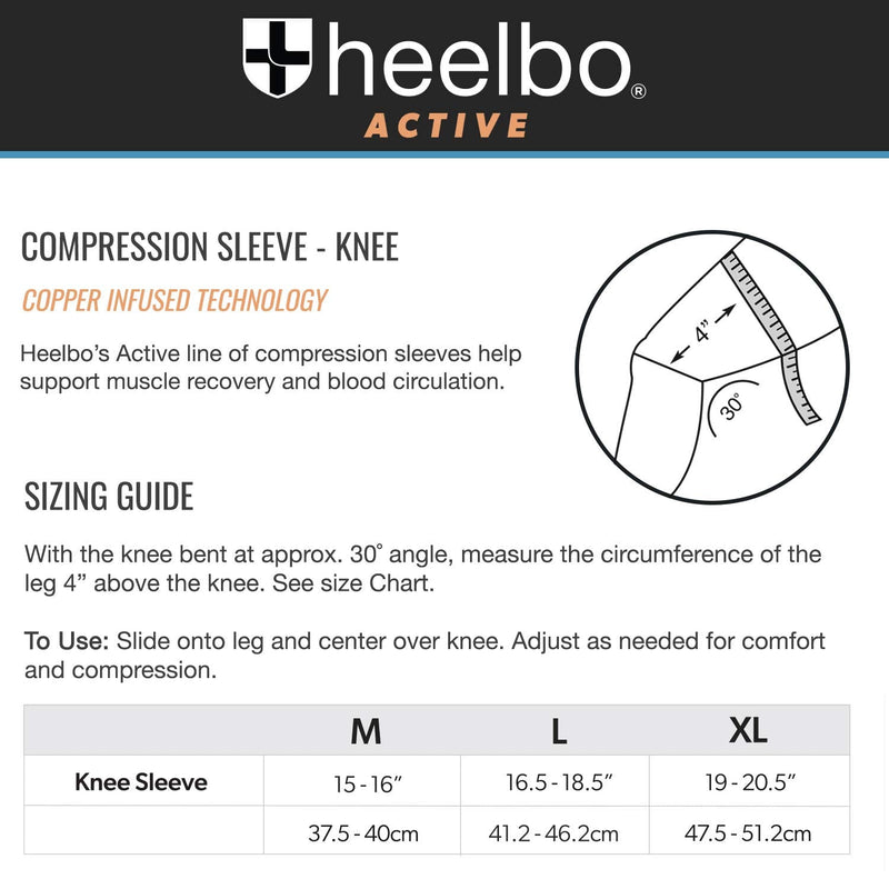 [Australia] - Heelbo Knee Compression Sleeve with Copper Infused Fibers and Breathable Fabric for Knee Pain Relief, Knee Support, Sore Muscles and Joints for Running, Jogging, Hiking or Arthritis, Black, Medium Medium (Pack of 1) 
