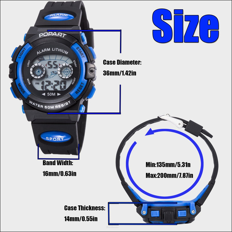 [Australia] - Kid Watch LED Sport 30M Waterproof Multi Function Digital Wristwatch for Boy Girl Children Gift Blue 