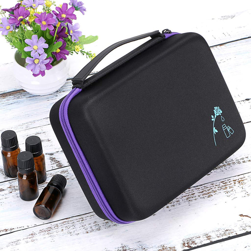 [Australia] - Hipiwe Hard Shell Essential Oil Carrying Case 30 Bottles EVA Essential Oils Storage Bag - Perfect for doTerra and Young Living Oils with Foam Insert (Black + Purple) 