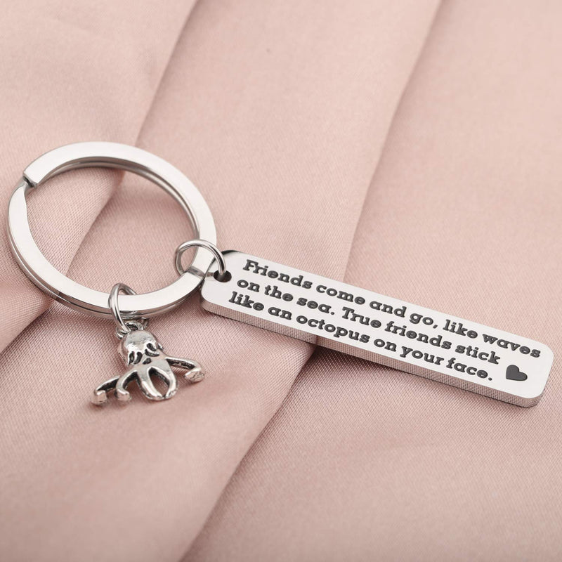 [Australia] - WUSUANED Friendship Keychain True Friends Stick Like A Octopus On Your Face Octopus Jewelry BFF Gift Friends come and go 