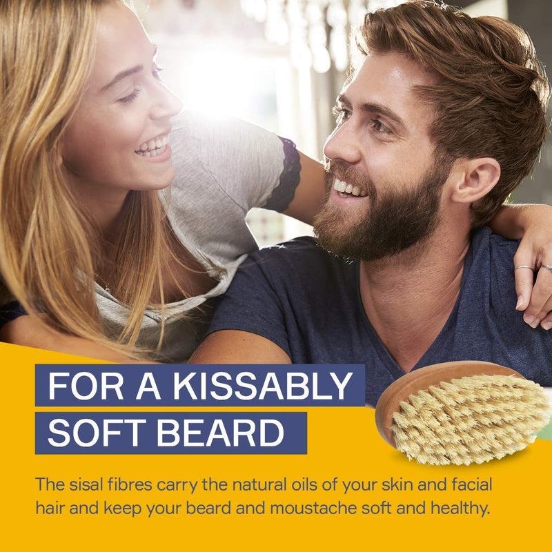 [Australia] - Seven Potions Vegan Beard Brush for Men ‚Äî 100% Sisal Plant Fibre & Pear Wood ‚Äî Firm Bristles to Gently Tame/Soften/Exfoliate ‚Äì 100% Natural, Non-Synthetic 