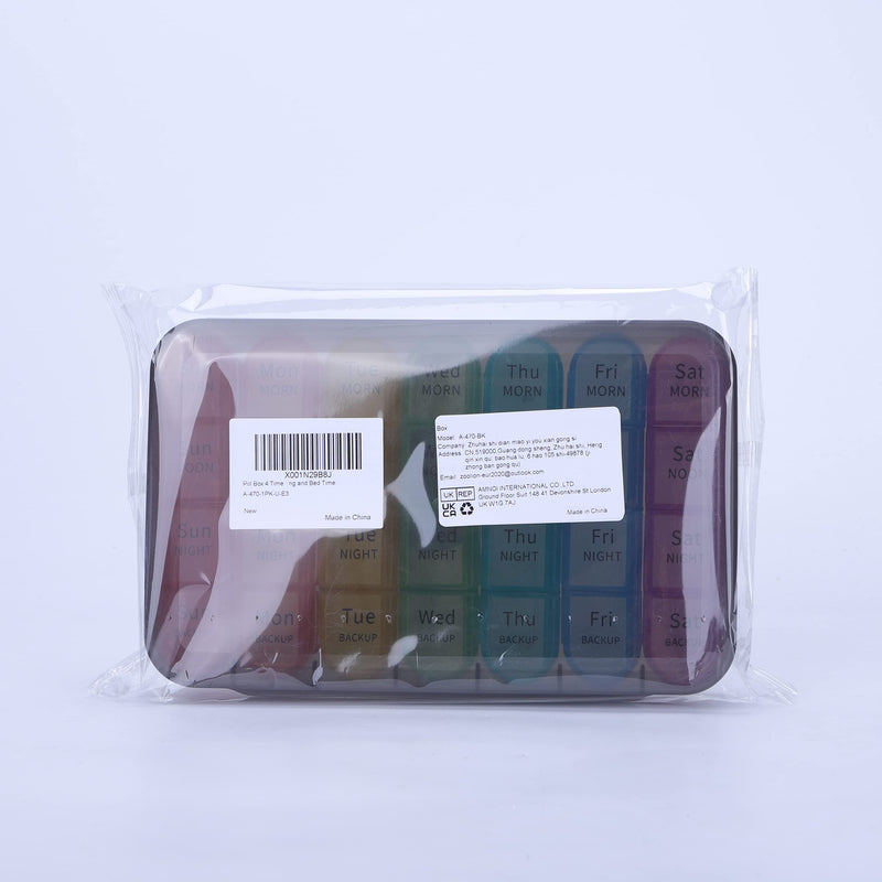 [Australia] - Pill Box 4 Times a Day, 7 Days Pill Organiser Box with 28 Compartments, Weekly Pill Case for Morning Noon Evening and Bed Time Rainbow 