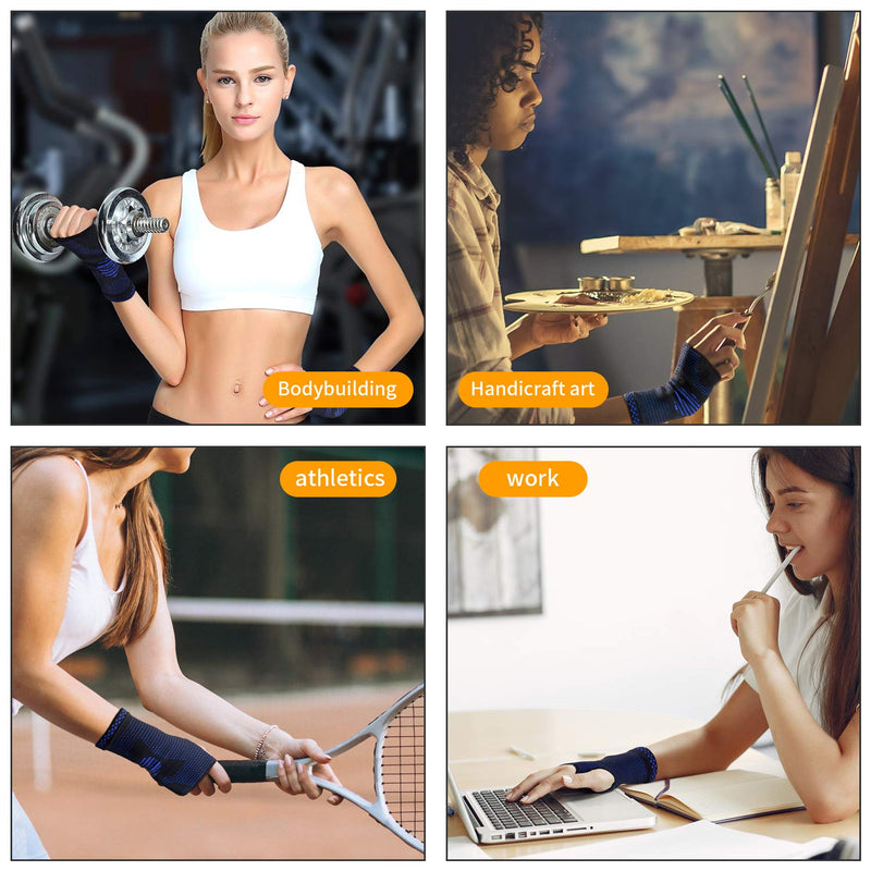 [Australia] - ABYON Wrist Compression Sleeves (Pair) for Carpal Tunnel and Pain Relief Treatment,Wrist Support for Women and Men.Breathable and Sweat-Absorbing carpal tunnel wrist brace Blue Small 